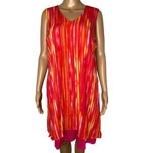 Nina Leonard Coral Pink Sleeveless Shift Dress Knee Length Size L NWT